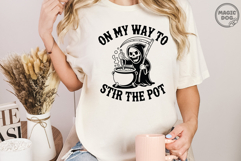On My Way To Stir The Pot, Snarky Skeleton Trendy Halloween Product Image 4