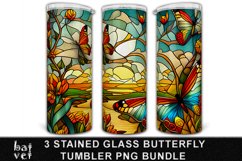 Stained Glass Butterfly Tumbler Sublimation Bundle Wrap PNG Product Image 4