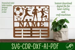 Soccer female medal holder Name svg laser cut template Product Image 1