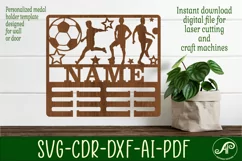 Soccer/ Football medal holder Name svg laser cut template Product Image 1