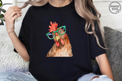 Watercolor Chicken with Glasses|Sassy Farm Animal|Rooster Product Image 4