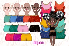 Cheerleaders clipart,Girls Clipart,Cute Chibi girls clipart Product Image 9