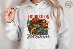 Hooked On Freedom Patriotic Bass Fishing 4th of July PNG Product Image 2