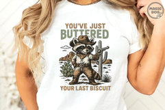 You&#039;ve Just Buttered Your Last Biscuit Retro Cowboy Raccoon Product Image 4
