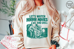 Let&#039;s Watch Horror Movies and Chill Retro Halloween Spooky Product Image 4