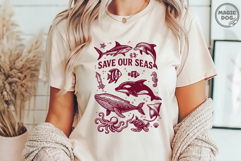 Save Our Seas Ocean Animals PNG|Retro Ocean|Sea Life PNG Product Image 3