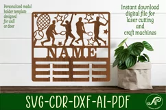 Tennis male medal holder Name svg laser cut template Product Image 1