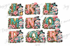 Snowman Christmas Alphabet, Christmas Monograms, Letters PNG Product Image 4