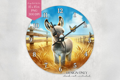 Donkey Clock Face PNG Cute Farm Animal Wall Clock Product Image 1
