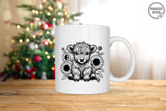 Black Highland Cow With Sunflowers|Highland Cow Vector Product Image 4
