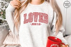 Loved John 3:16 Christian Valentines|Checkered Varsity Product Image 4