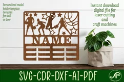 Basketball female medal holder Name svg laser cut template Product Image 1