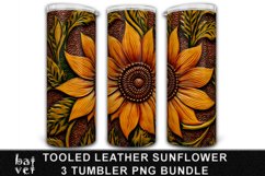 Tooled Leather Sunflower Tumbler Sublimation PNG Bundle Product Image 4