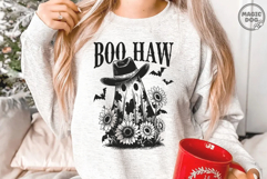 Boo Haw Cowboy Ghost Western Halloween Retro Fall Spooky SVG Product Image 4