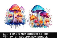 Magic Mushroom T Shirt Design Bundle | Watercolor Mushrooms Product Image 4