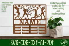 Volleyball female medal holder Name svg laser cut templat Product Image 1