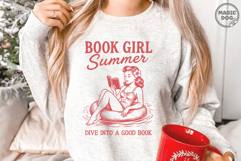 Book Girl Summer|Vintage Girl Reading Book|Bookish Lover SVG Product Image 4