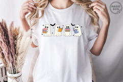 Ghost Book Nerd Halloween|Ghost Reading Spooky Bookworm SVG Product Image 4