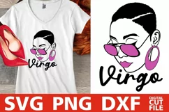 Virgo Zodiac Sign svg, Black Woman in Glasses, Short Hair Product Image 1