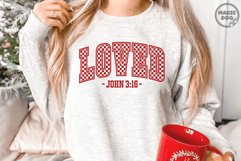 Loved John 3:16 Christian Valentines|Checkered Varsity Product Image 5