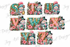 Snowman Alphabet, Christmas Monograms, Letters PNG Product Image 5