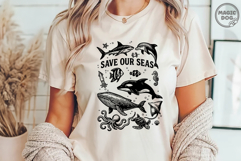 Save Our Seas Ocean Animals PNG|Retro Ocean|Sea Life PNG Product Image 5