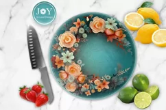 FLOWERS ROUND PNG CLIPART FOR DOOR HANGER, COASTERS AND MORE Product Image 5