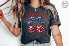 Patriotic Cherry American Flag Bow|4th of July USA Fruit PNG Product Image 5