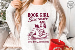Book Girl Summer|Vintage Girl Reading Book|Bookish Lover SVG Product Image 5