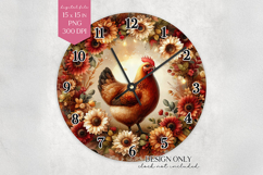 Chicken Clock Face PNG Rustic Farmhouse Fall Wall Clock Product Image 1