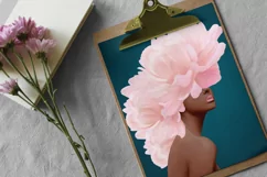 Woman head flowers wall art,Girls clipart,Cute girl clipart Product Image 3