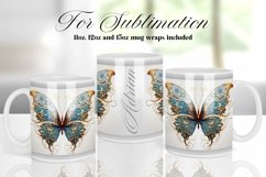 BUTTERFLY COFFEE MUG WRAP SUBLIMATION DESIGN Product Image 1
