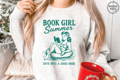 Book Girl Summer|Vintage Girl Reading Book|Bookish Lover SVG Product Image 6