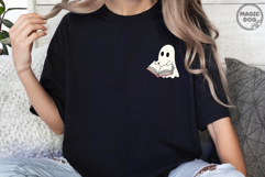 Ghost Book Nerd Halloween|Ghost Reading Spooky Bookworm SVG Product Image 3