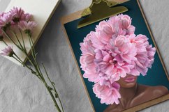 Woman head flowers wall art,Girls clipart,Cute girl clipart Product Image 6