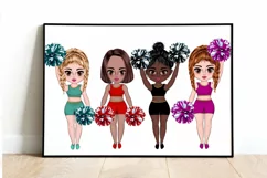 Cheerleaders clipart,Girls Clipart,Cute Chibi girls clipart Product Image 5
