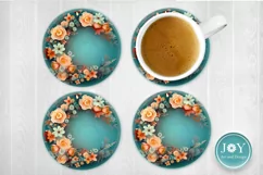 FLOWERS ROUND PNG CLIPART FOR DOOR HANGER, COASTERS AND MORE Product Image 7