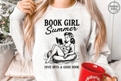 Book Girl Summer|Vintage Girl Reading Book|Bookish Lover SVG Product Image 7