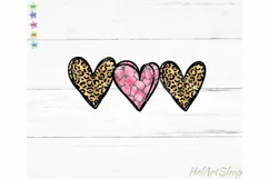 Valentine Hearts PNG, Leopard Print Heart Sublimation Product Image 1