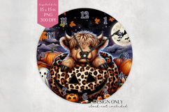Highland Cow Halloween Clock PNG Fall Sublimation Product Image 1
