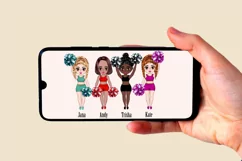 Cheerleaders clipart,Girls Clipart,Cute Chibi girls clipart Product Image 2