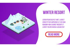 Winter resort banner, isometric style Product Image 1