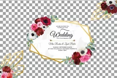 Watercolor pink, white and burgundy floral geometric frame Product Image 2
