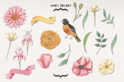 19 Spring Floral Blooms Clipart Watercolor Elements Bird Product Image 2