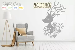 Christmas Reindeer paper cut design SVG / DXF / EPS files Product Image 5