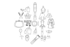 Feminine icons set, outline style Product Image 1