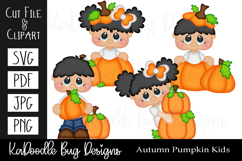 Autumn Pumpkin Kids SVG PDF Cut File, Clipart PNG JPEG Product Image 1