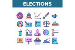 Voting And Elections Collection Icons Set Vector Product Image 1