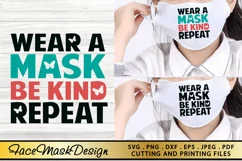 Mask SVG PNG EPS DXF Face Mask SVG BE KIND SVG Cut File Product Image 1