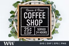 Beans & Brew Coffee Shop SVG | Coffee Sign Cut File Product Image 1